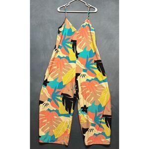 Luukse Wide Leg Tropical Jumpsuit M Multicolor Casual Summer Romper Tropical